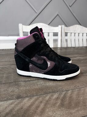 Nike Dunk Sky Hi Suede Hidden Wedge Camo Black Pink  Women's Size 8
